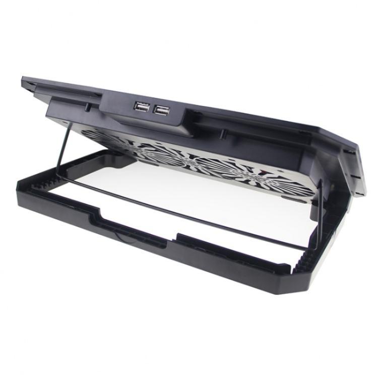 N33 RGB Dual Fans Cooling Pad Adjustable Height Laptop Stand with Phone Holder - Cooling Pads by PMC TechLife | Online Shopping South Africa | PMC TechLife | Buy Now Pay Later Mobicred