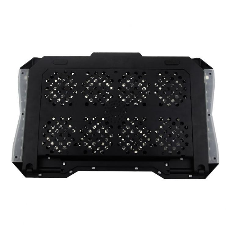 S608 RGB Light 8 Silent Fans Adjustable Height Stand Laptop Cooling Pad with Phone Holder