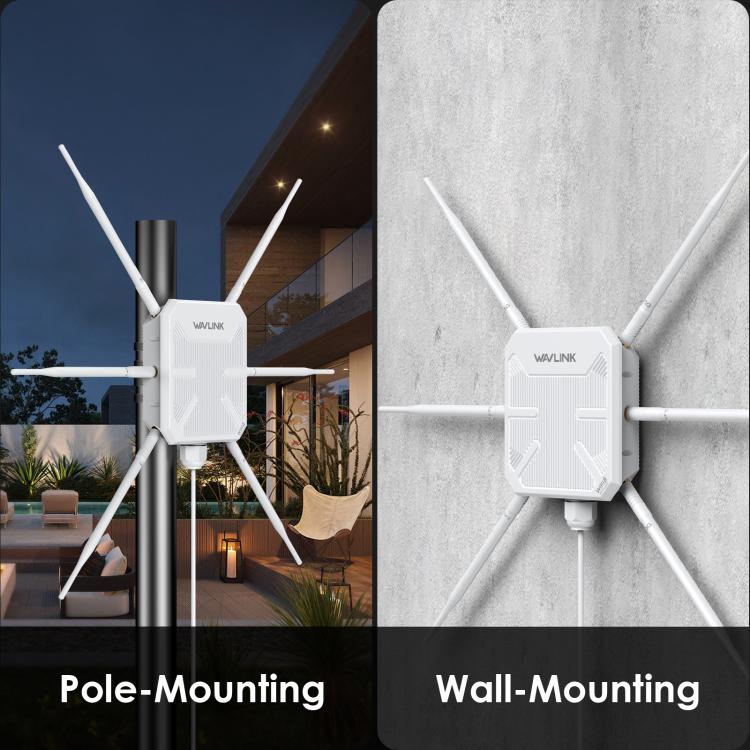 WAVLINK WN588HX3 AX3000 Outdoor WiFi Extender with 6 Antennas Dual Band WiFi Repeater, Plug:UK Plug