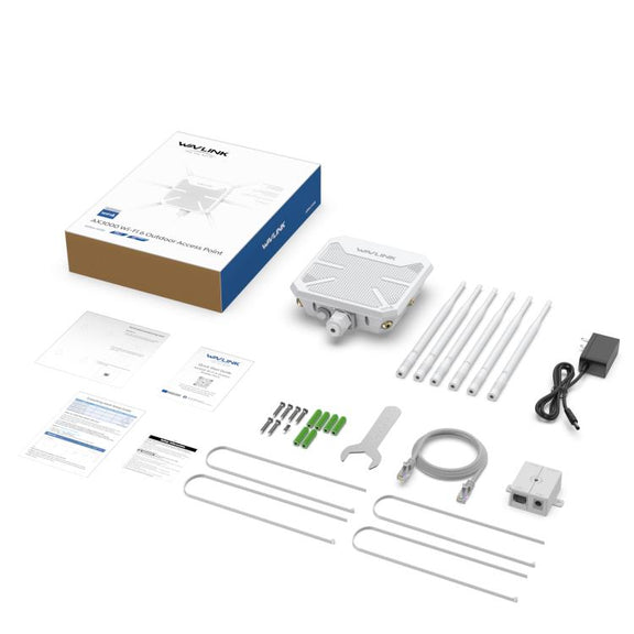 WAVLINK WN588HX3 AX3000 Outdoor WiFi Extender with 6 Antennas Dual Band WiFi Repeater, Plug:UK Plug
