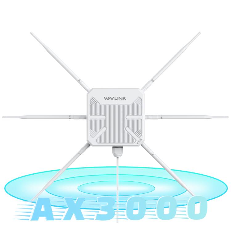WAVLINK WN588HX3 AX3000 Outdoor WiFi Extender with 6 Antennas Dual Band WiFi Repeater, Plug:UK Plug