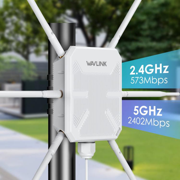 WAVLINK WN588HX3 AX3000 Outdoor WiFi Extender with 6 Antennas Dual Band WiFi Repeater, Plug:UK Plug