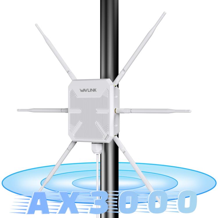 WAVLINK WN588HX3 AX3000 Outdoor WiFi Extender with 6 Antennas Dual Band WiFi Repeater, Plug:UK Plug