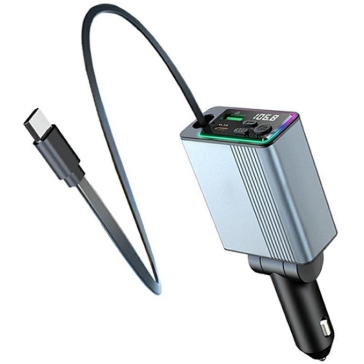 C77 Car Charger FM Transmitter Fast Charging Adapter with PD 30W Extendable Type-C Cable - Car Charger by PMc TechLife | Online Shopping South Africa | PMc TechLife | Buy Now Pay Later Mobicred