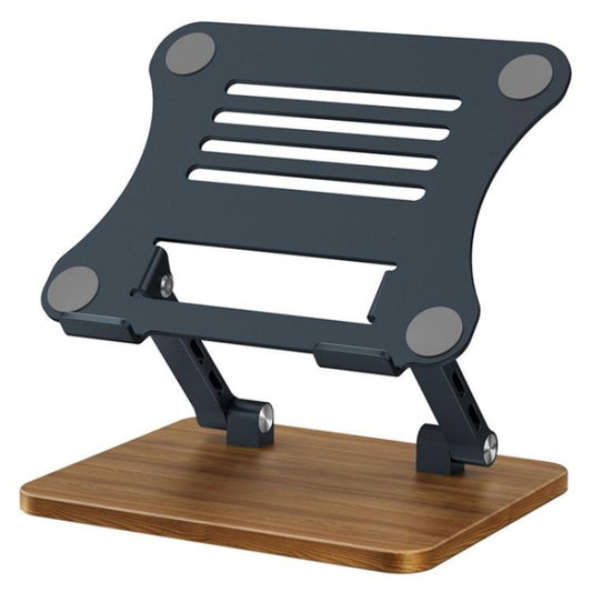 J32 Foldable Wood Base Desktop Metal Phone Holder Adjustable Laptop Stand(Grey) - Laptop Stand by PMC Jewellery | Online Shopping South Africa | PMC Jewellery | Buy Now Pay Later Mobicred