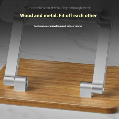 J32 Foldable Wood Base Desktop Metal Phone Holder Adjustable Laptop Stand(Grey) - Laptop Stand by PMC Jewellery | Online Shopping South Africa | PMC Jewellery | Buy Now Pay Later Mobicred