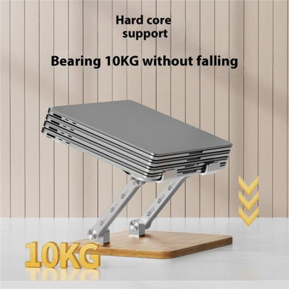 J32 Foldable Wood Base Desktop Metal Phone Holder Adjustable Laptop Stand(Grey) - Laptop Stand by PMC Jewellery | Online Shopping South Africa | PMC Jewellery | Buy Now Pay Later Mobicred