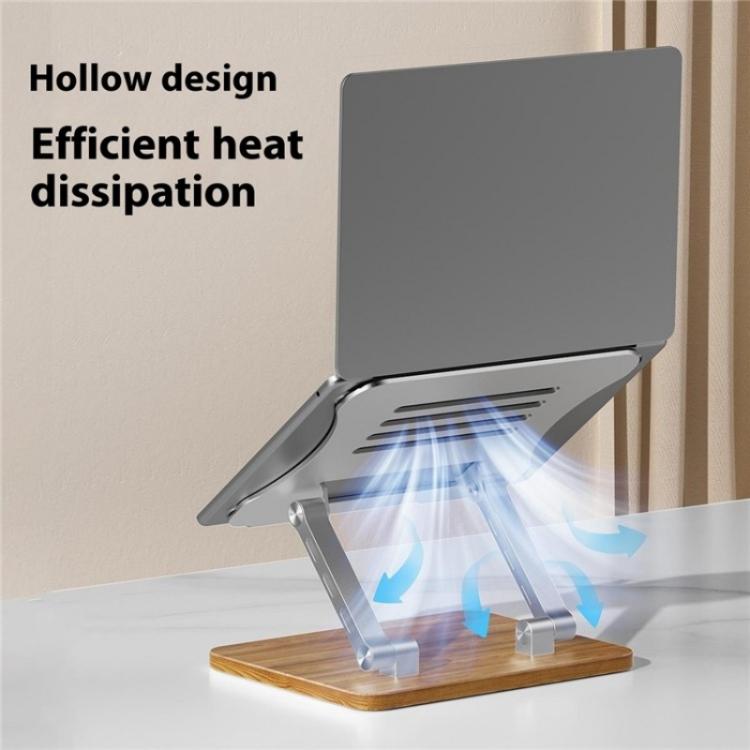 J32 Foldable Wood Base Desktop Metal Phone Holder Adjustable Laptop Stand(Grey) - Laptop Stand by PMC Jewellery | Online Shopping South Africa | PMC Jewellery | Buy Now Pay Later Mobicred
