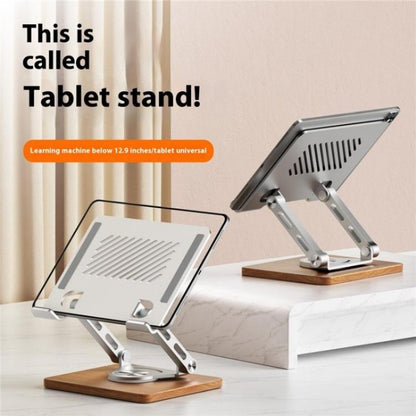 J27 Desktop Foldable Rotating Wooden Base Tablets Laptops Metal Cooling Holder(Silver) - Laptop Stand by PMC Jewellery | Online Shopping South Africa | PMC Jewellery | Buy Now Pay Later Mobicred