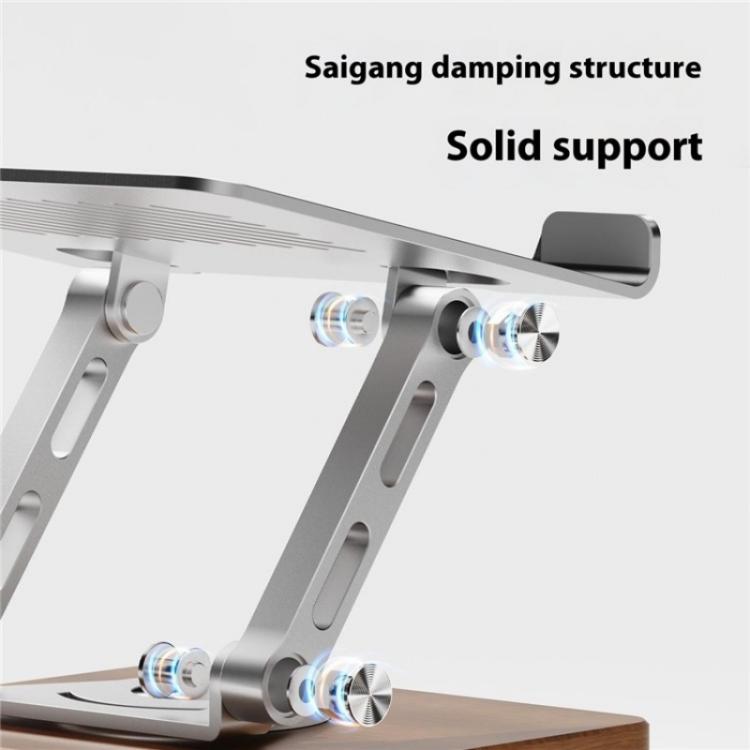 J27 Desktop Foldable Rotating Wooden Base Tablets Laptops Metal Cooling Holder(Silver) - Laptop Stand by PMC Jewellery | Online Shopping South Africa | PMC Jewellery | Buy Now Pay Later Mobicred