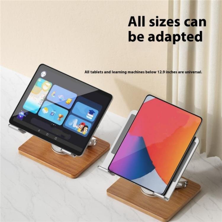 J27 Desktop Foldable Rotating Wooden Base Tablets Laptops Metal Cooling Holder(Grey) - Laptop Stand by PMC Jewellery | Online Shopping South Africa | PMC Jewellery | Buy Now Pay Later Mobicred