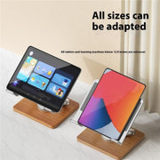 J27 Desktop Foldable Rotating Wooden Base Tablets Laptops Metal Cooling Holder(Silver)