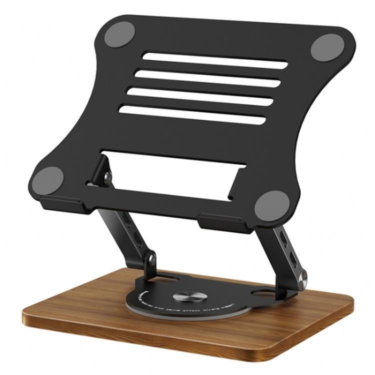 J31 Foldable 360-Degree Rotating Laptop Metal Wood Cooling Stand(Black) - Laptop Stand by PMC TechLife | Online Shopping South Africa | PMC TechLife | Buy Now Pay Later Mobicred