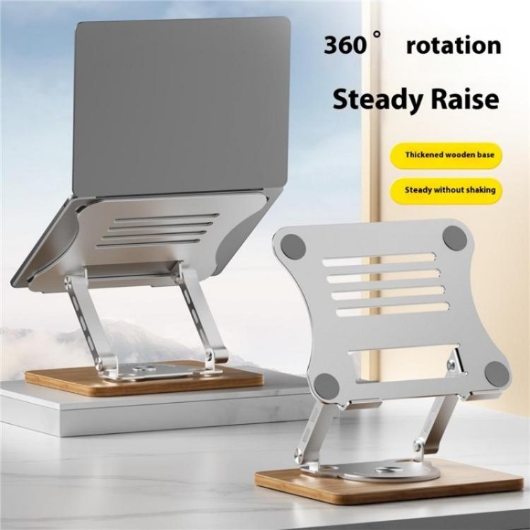 J31 Foldable 360-Degree Rotating Laptop Metal Wood Cooling Stand(Black) - Laptop Stand by PMC Jewellery | Online Shopping South Africa | PMC Jewellery | Buy Now Pay Later Mobicred