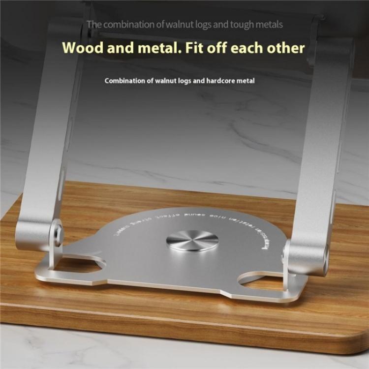 J31 Foldable 360-Degree Rotating Laptop Metal Wood Cooling Stand(Black) - Laptop Stand by PMC Jewellery | Online Shopping South Africa | PMC Jewellery | Buy Now Pay Later Mobicred