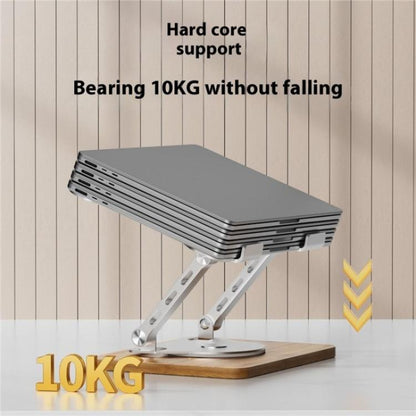 J31 Foldable 360-Degree Rotating Laptop Metal Wood Cooling Stand(Silver) - Laptop Stand by PMC Jewellery | Online Shopping South Africa | PMC Jewellery | Buy Now Pay Later Mobicred