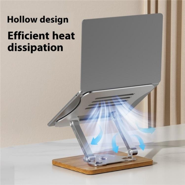 J31 Foldable 360-Degree Rotating Laptop Metal Wood Cooling Stand(Silver) - Laptop Stand by PMC Jewellery | Online Shopping South Africa | PMC Jewellery | Buy Now Pay Later Mobicred