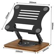 J31 Foldable 360-Degree Rotating Laptop Metal Wood Cooling Stand(Black)