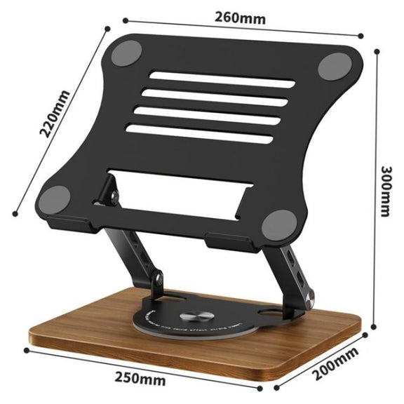 J31 Foldable 360-Degree Rotating Laptop Metal Wood Cooling Stand(Silver)
