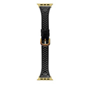 For Apple Watch 46mm / 49mm / 45mm / 44mm Heart-Shaped Embossed Leather Watch Band(Black)