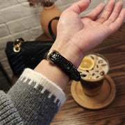 For Apple Watch 46mm / 49mm / 45mm / 44mm Heart-Shaped Embossed Leather Watch Band(Black)