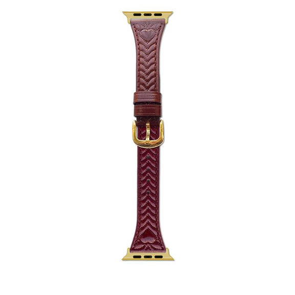 For Apple Watch 46mm / 49mm / 45mm / 44mm Heart-Shaped Embossed Leather Watch Band(Wine Red)