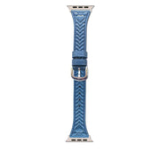 For Apple Watch 46mm / 49mm / 45mm / 44mm Heart-Shaped Embossed Leather Watch Band(Chrysanthemum Blue)