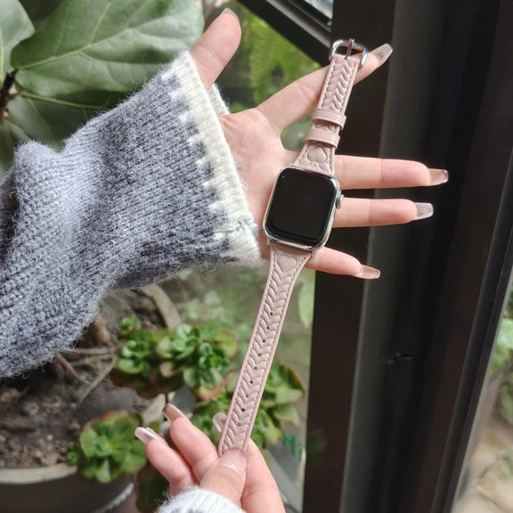 For Apple Watch 46mm / 49mm / 45mm / 44mm Heart-Shaped Embossed Leather Watch Band(Girly Pink)