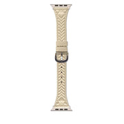 For Apple Watch 46mm / 49mm / 45mm / 44mm Heart-Shaped Embossed Leather Watch Band(Apricot)