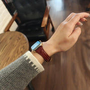For Apple Watch 42mm / 41mm / 40mm / 38mm Heart-Shaped Embossed Leather Watch Band(Wine Red)
