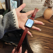 For Apple Watch 42mm / 41mm / 40mm / 38mm Heart-Shaped Embossed Leather Watch Band(Wine Red)