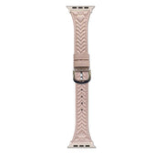 For Apple Watch 42mm / 41mm / 40mm / 38mm Heart-Shaped Embossed Leather Watch Band(Girly Pink)