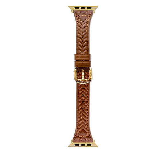 For Apple Watch 42mm / 41mm / 40mm / 38mm Heart-Shaped Embossed Leather Watch Band(Brown)