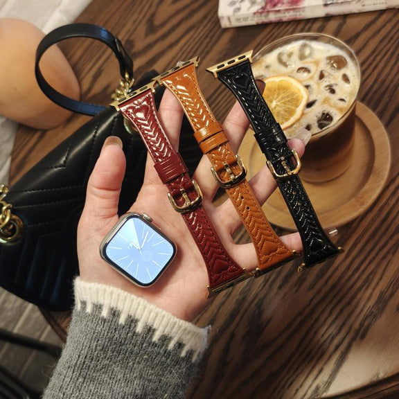 For Apple Watch 46mm / 49mm / 45mm / 44mm Heart-Shaped Embossed Leather Watch Band(Brown)