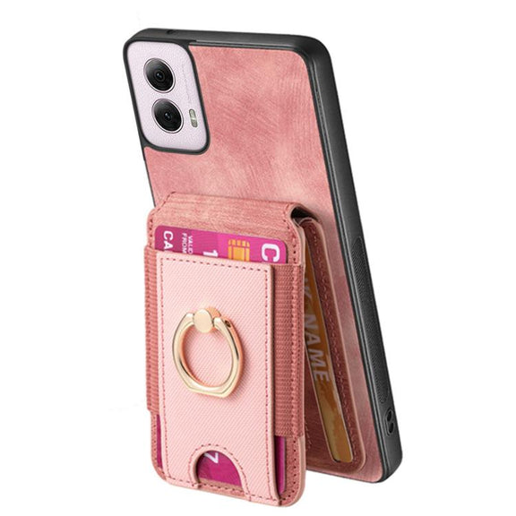 For Motorola Moto G Power 5G 2024 Retro Splitable Magnetic Stand Card Bag Leather Phone Case(Pink)