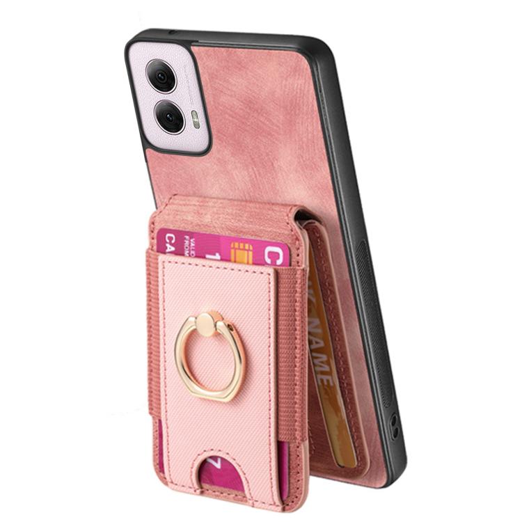 For Motorola Moto G Power 5G 2024 Retro Splitable Magnetic Stand Card Bag Leather Phone Case(Pink)