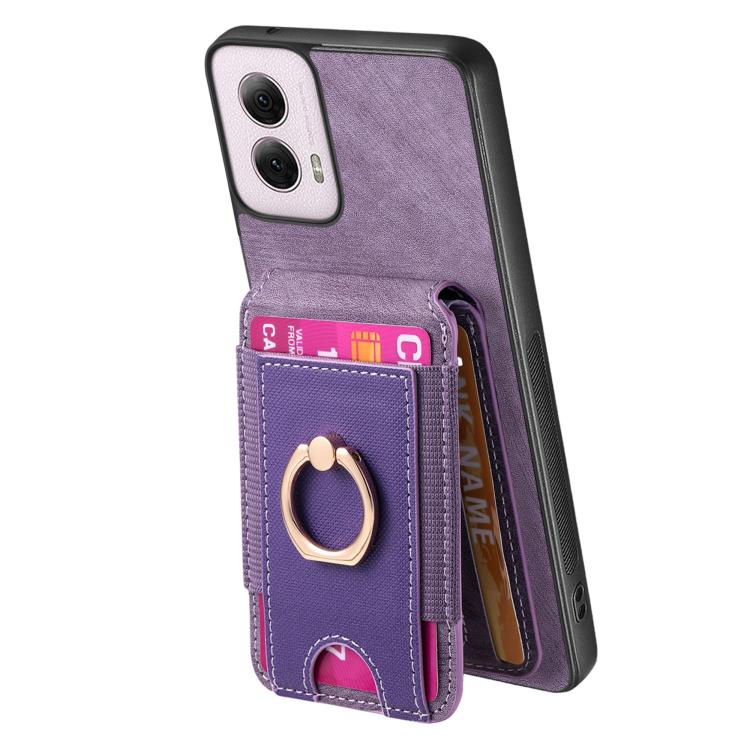 For Motorola Moto G Power 5G 2024 Retro Splitable Magnetic Stand Card Bag Leather Phone Case(Purple)