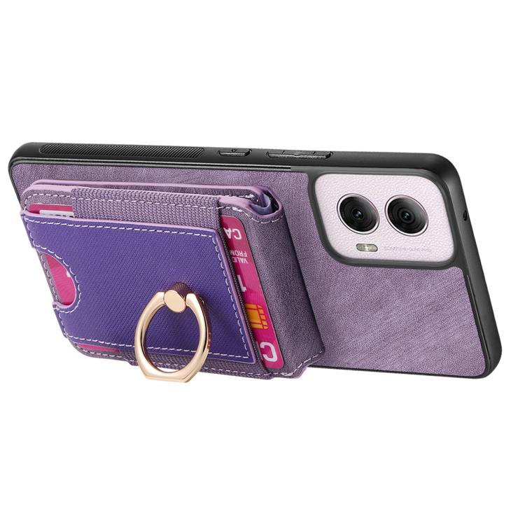 For Motorola Moto G Power 5G 2024 Retro Splitable Magnetic Stand Card Bag Leather Phone Case(Purple)