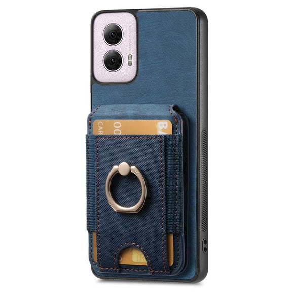 For Motorola Moto G Power 5G 2024 Retro Splitable Magnetic Stand Card Bag Leather Phone Case(Blue)