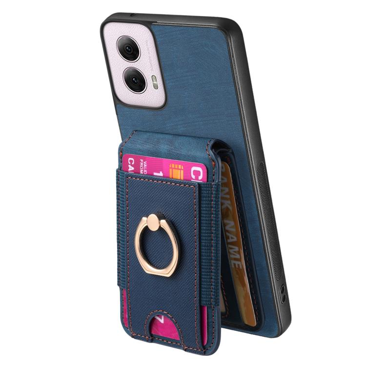 For Motorola Moto G Power 5G 2024 Retro Splitable Magnetic Stand Card Bag Leather Phone Case(Blue)