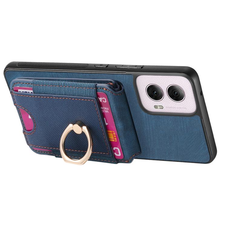 For Motorola Moto G Power 5G 2024 Retro Splitable Magnetic Stand Card Bag Leather Phone Case(Blue)