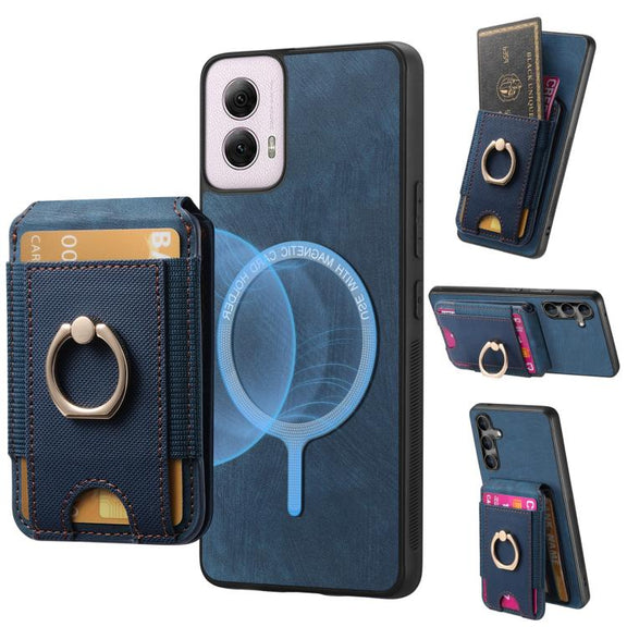 For Motorola Moto G Power 5G 2024 Retro Splitable Magnetic Stand Card Bag Leather Phone Case(Blue)