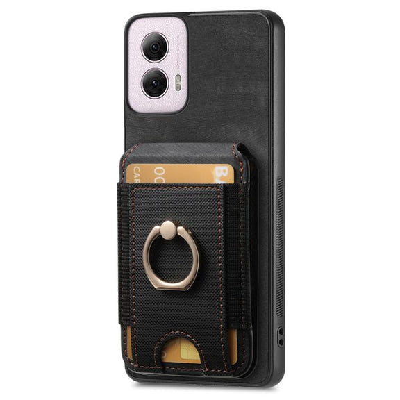 For Motorola Moto G Power 5G 2024 Retro Splitable Magnetic Stand Card Bag Leather Phone Case(Black)