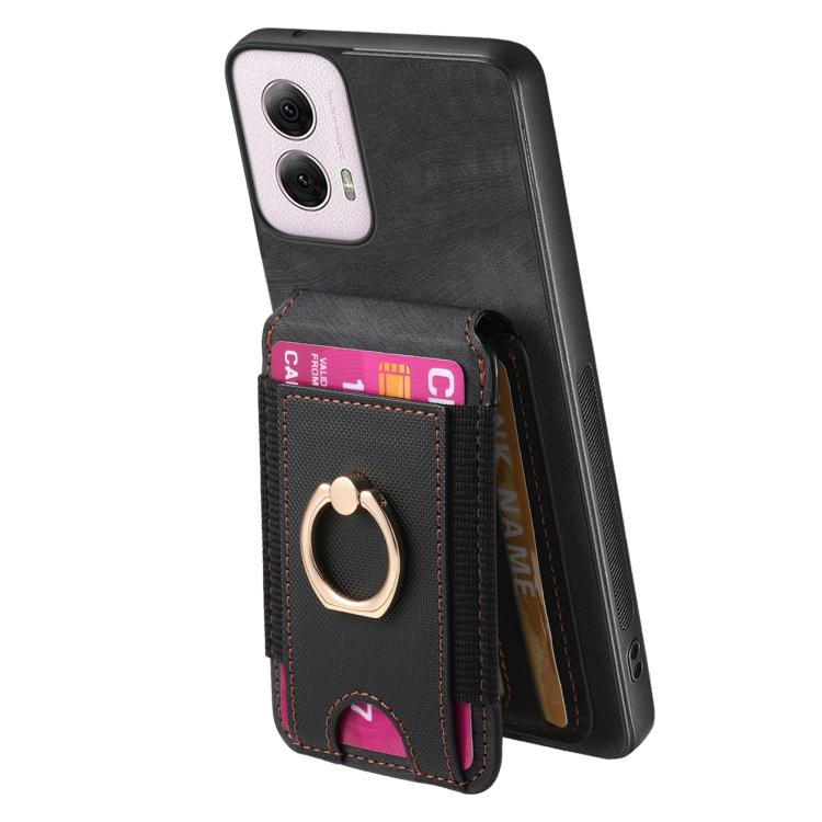 For Motorola Moto G Power 5G 2024 Retro Splitable Magnetic Stand Card Bag Leather Phone Case(Black)