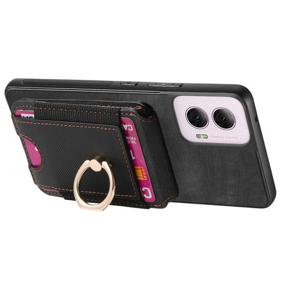 For Motorola Moto G Power 5G 2024 Retro Splitable Magnetic Stand Card Bag Leather Phone Case(Black)