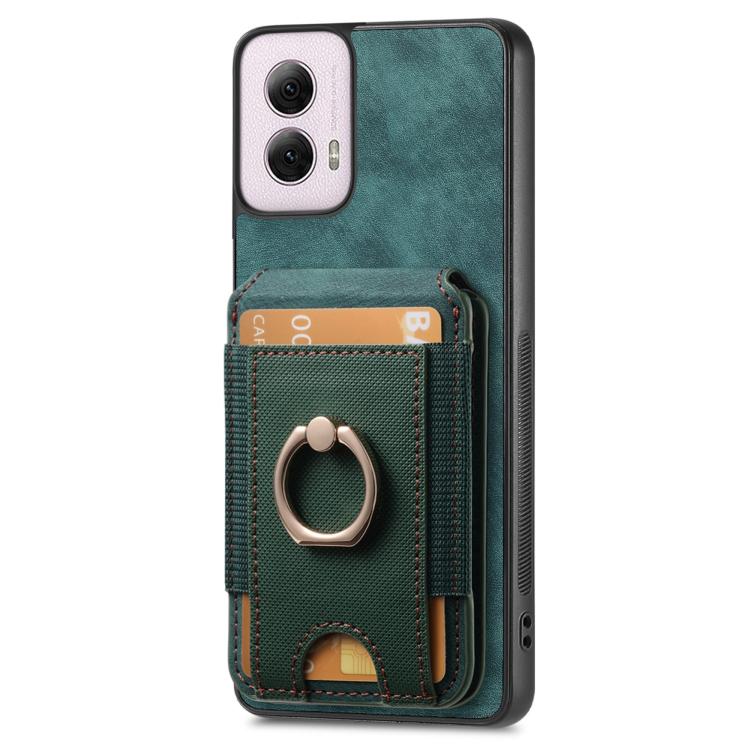 For Motorola Moto G Power 5G 2024 Retro Splitable Magnetic Stand Card Bag Leather Phone Case(Green)