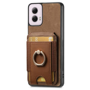 For Motorola Moto G Power 5G 2024 Retro Splitable Magnetic Stand Card Bag Leather Phone Case(Brown)