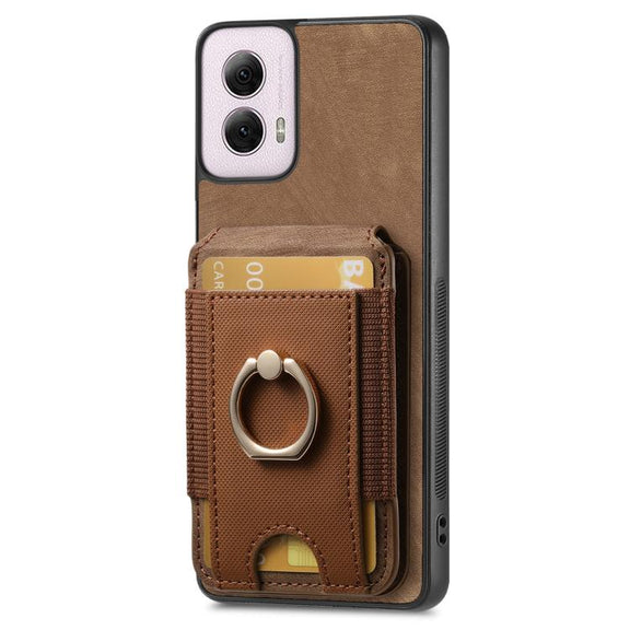 For Motorola Moto G Power 5G 2024 Retro Splitable Magnetic Stand Card Bag Leather Phone Case(Brown)