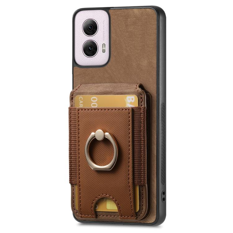 For Motorola Moto G Power 5G 2024 Retro Splitable Magnetic Stand Card Bag Leather Phone Case(Brown)
