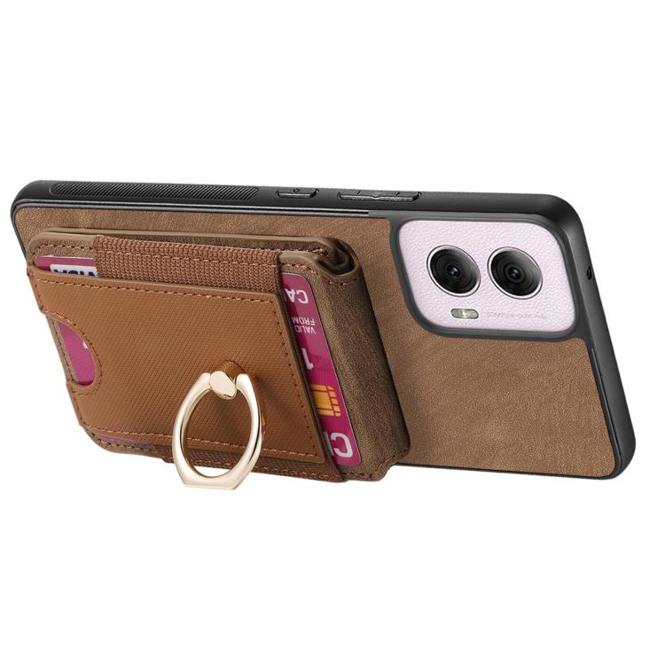 For Motorola Moto G Power 5G 2024 Retro Splitable Magnetic Stand Card Bag Leather Phone Case(Brown)